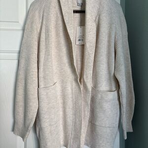 A New Day Cream Ribbed Open-Front Cardigan